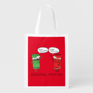 Funny Christmas Cartoon Cooking Spices Grocery Bag