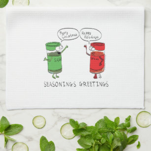 Funny Christmas Cartoon Cooking Spices Kitchen Towel