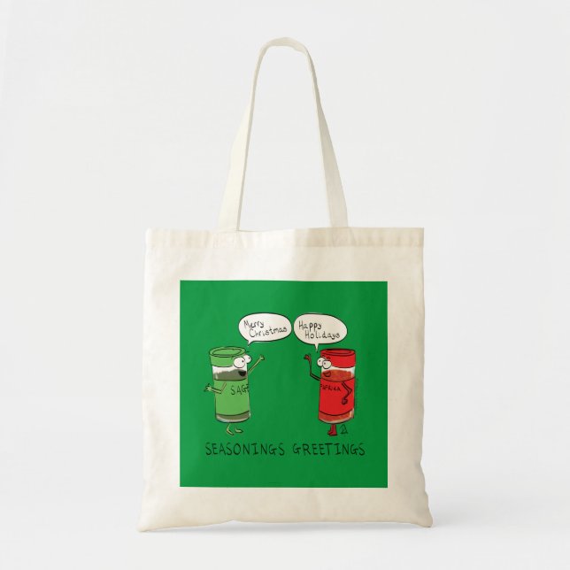 Funny Christmas Cartoon Cooking Spices Tote Bag (Front)