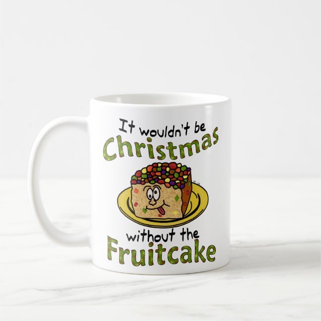 Funny Christmas Cartoon Fruitcake Coffee Mug (Left)