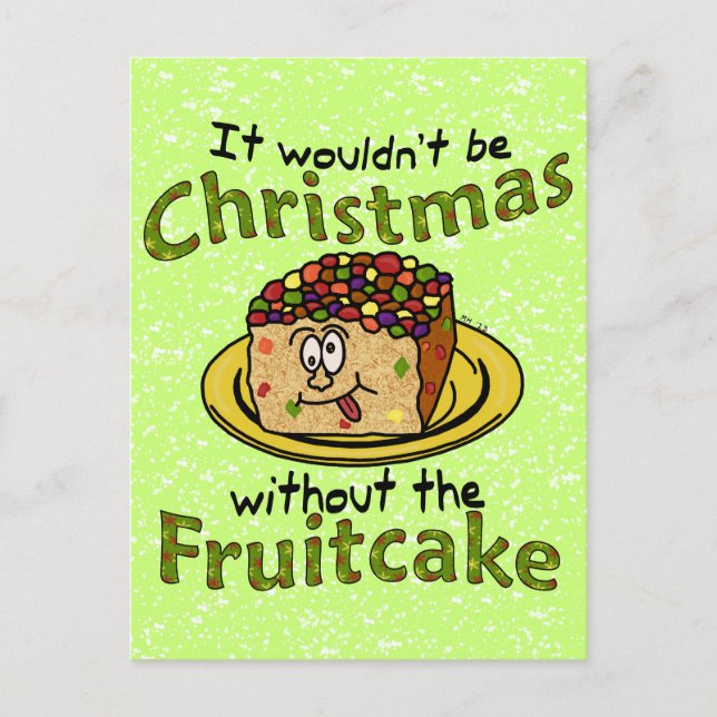 Funny Christmas Cartoon Fruitcake Holiday Postcard (Front)