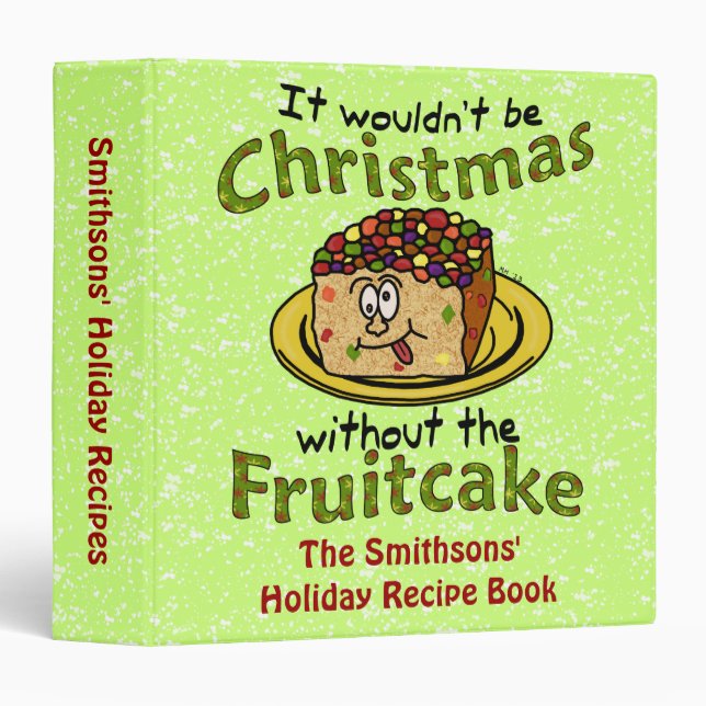 Funny Christmas Cartoon Fruitcake Recipe Binder (Front/Spine)