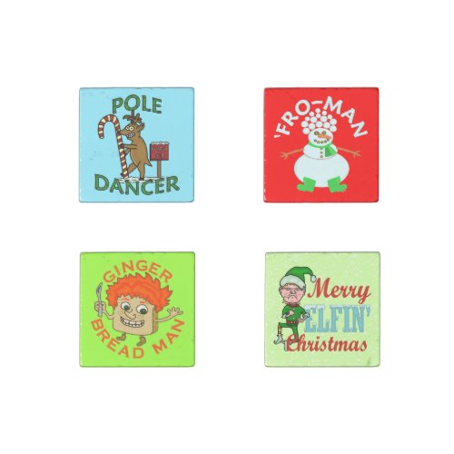 Funny Christmas Cartoon Pun Collection Stone Magnet