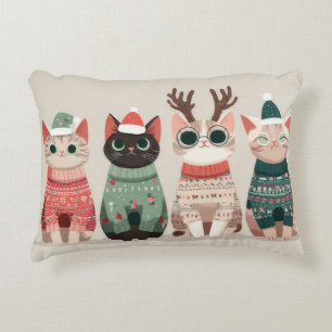 Funny Christmas Cat Accent Pillow