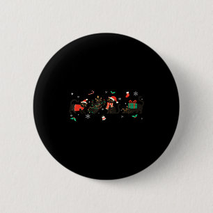 Funny Christmas Cat Black Cat Xmas Light Pajama Me Button