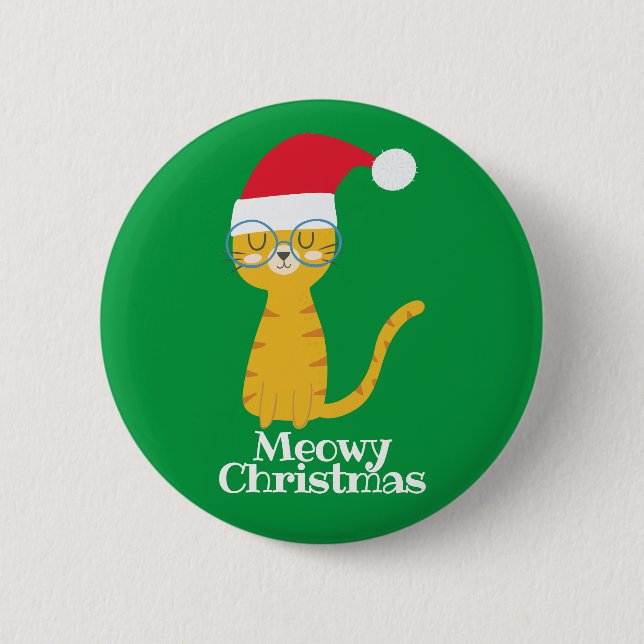 Funny Christmas Cat Button (Front)