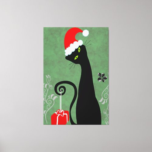Funny Christmas Cat Canvas Print