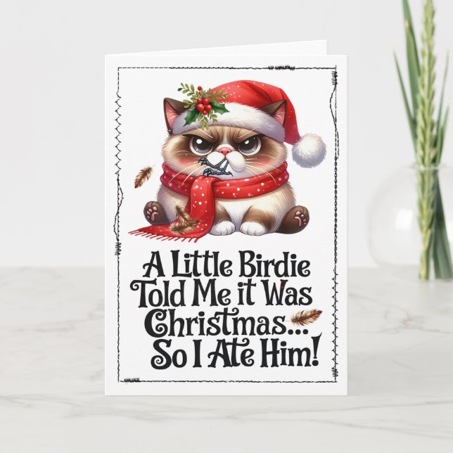 Funny Christmas Cat Dark Humor Card (Front)