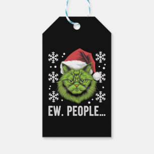 Funny Christmas Cat Ew People Meowy Cat Lovers Gift Tags