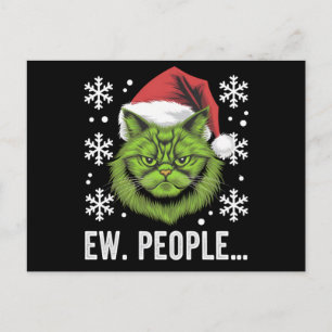 Funny Christmas Cat Ew People Meowy Cat Lovers  Postcard