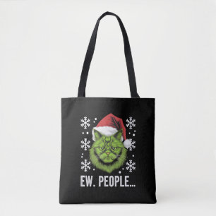 Funny Christmas Cat Ew People Meowy Cat Lovers Tote Bag