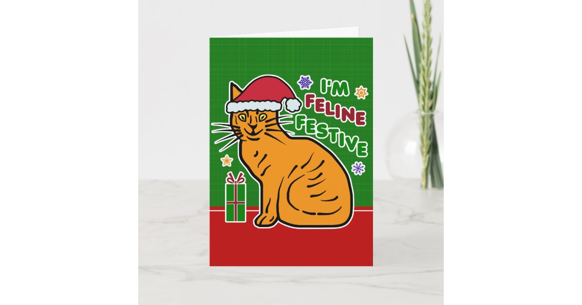 Funny Christmas Cat Feline Festive Holiday Pun | Zazzle.com