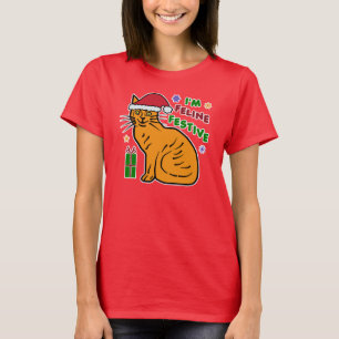 Funny Christmas Cat Feline Festive Pun Holiday T-Shirt