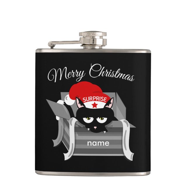 Funny Christmas Cat Flask (Front)