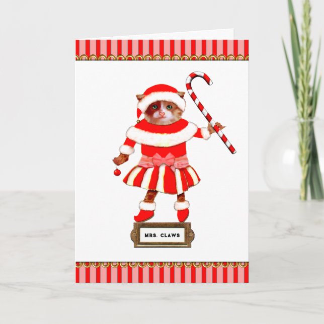 Funny Christmas Cat Holiday Card (Front)