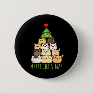 Funny Christmas Cat Love Shirt _ Cute Cat Mom Button