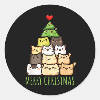 Funny Christmas Cat Love Shirt _ Cute Cat Mom Classic Round Sticker