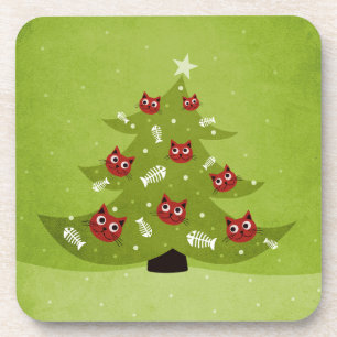 Funny Christmas Cat Lover Drink Coaster
