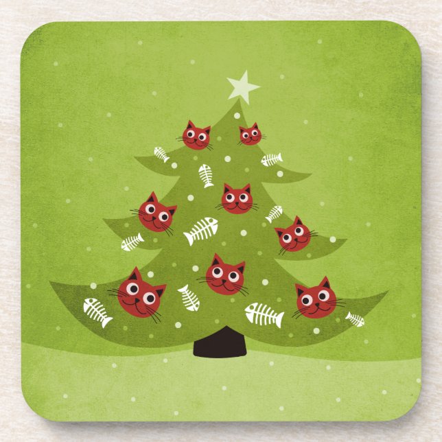 Funny Christmas Cat Lover Drink Coaster (Front)
