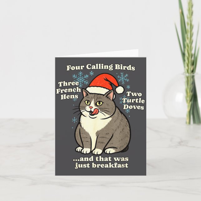 Funny Christmas Cat Meme Caroling Holiday Santa Ha Card (Front)