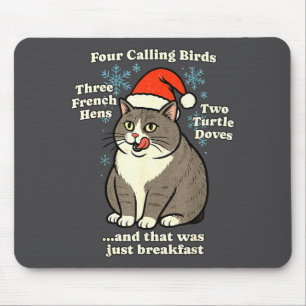 Funny Christmas Cat Meme Caroling Holiday Santa Ha Mouse Pad