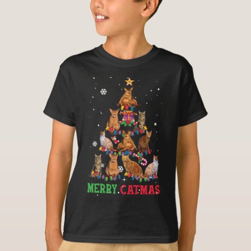 Funny Christmas Cat Meowy Catmas Xmas Tree T_Shirt