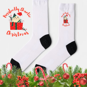 Funny Christmas Cat Meowy Humor Gift Socks
