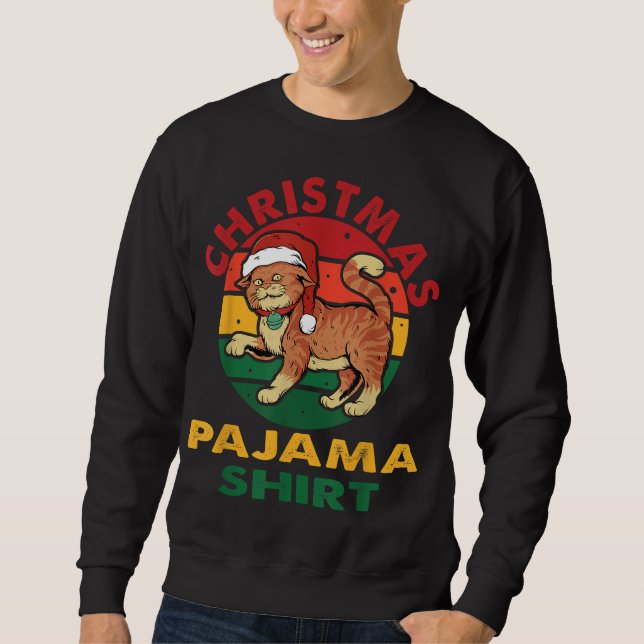 Funny Christmas Cat Pajama Xmas Sweatshirt (Front)