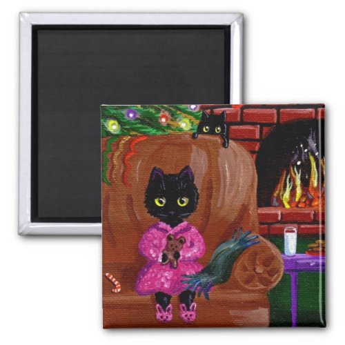 Funny Christmas Cat Present Gift Creationarts Magnet