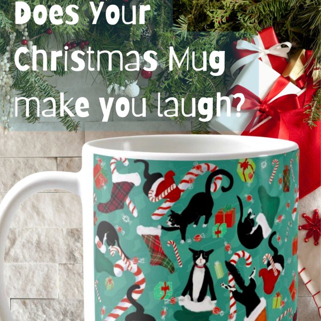 Funny Christmas Cat Raids Stockings Personalized  Coffee Mug (Creator Uploaded)
