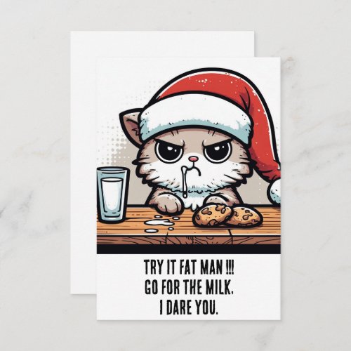 Funny Christmas Cat Santa vs Cat for the Milk Card