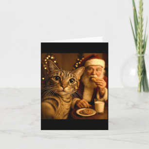 Funny Christmas Cat Selfie With Santa Claus Meme M Card