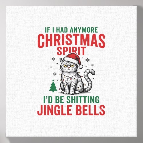 Funny Christmas Cat Spirit Vintage Engraving Desig Canvas Photo Tile