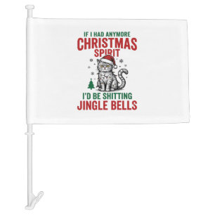 Funny Christmas Cat Spirit Vintage Engraving Desig Car Flag