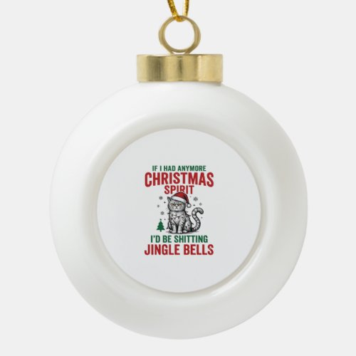 Funny Christmas Cat Spirit Vintage Engraving Desig Ceramic Ball Christmas Ornament