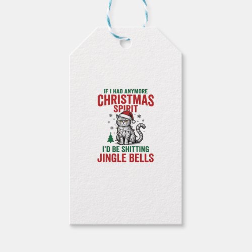 Funny Christmas Cat Spirit Vintage Engraving Desig Gift Tags