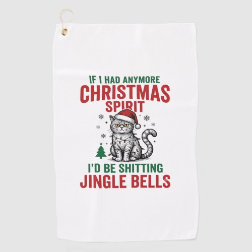 Funny Christmas Cat Spirit Vintage Engraving Desig Golf Towel