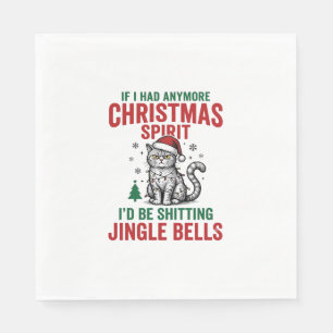 Funny Christmas Cat Spirit Vintage Engraving Desig Napkins