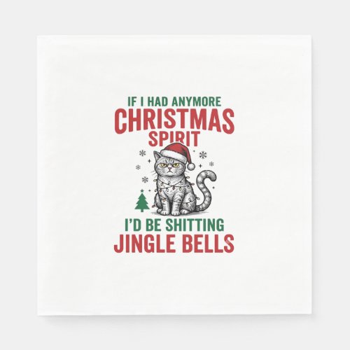 Funny Christmas Cat Spirit Vintage Engraving Desig Napkins