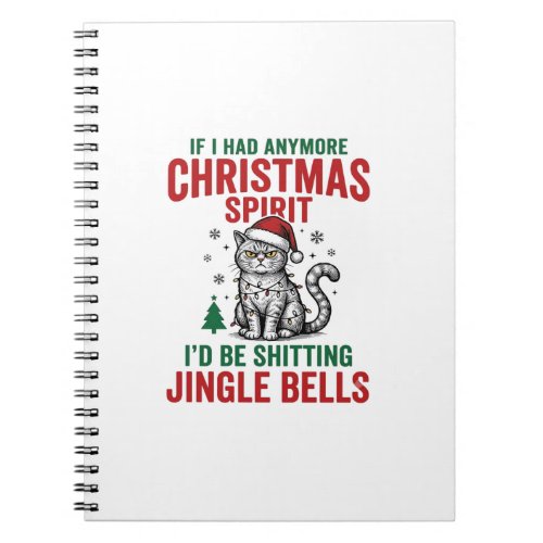 Funny Christmas Cat Spirit Vintage Engraving Desig Notebook