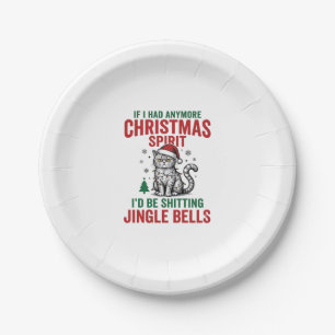 Funny Christmas Cat Spirit Vintage Engraving Desig Paper Plates