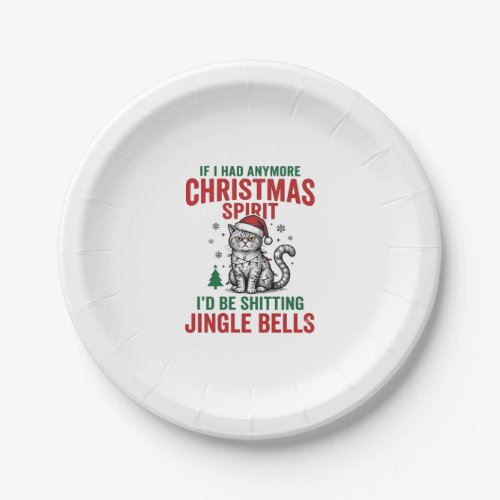 Funny Christmas Cat Spirit Vintage Engraving Desig Paper Plates