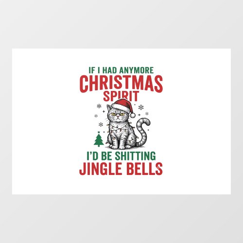 Funny Christmas Cat Spirit Vintage Engraving Desig Window Cling