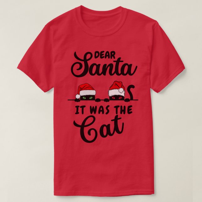 Funny Christmas Cat  T-Shirt (Design Front)
