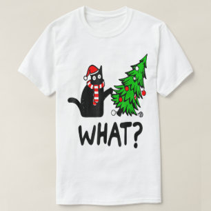 Funny Christmas Cat Tree Design T-Shirt