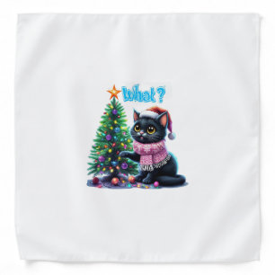 Funny Christmas Cat What with Tree Sticker Bandana