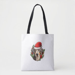 Funny Christmas Catahoula Leopard Dog Tote Bag