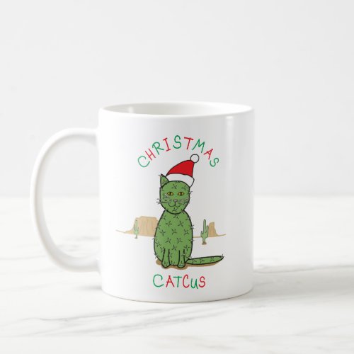 Funny Christmas Catcus Cactus Drawing Coffee Mug