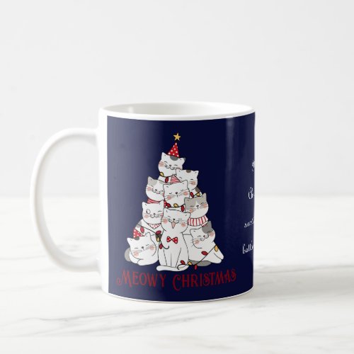 Funny Christmas Cats Cat Lover Name Navy Blue Mug