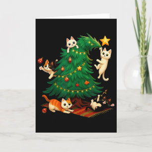 Funny Christmas Cats Climbing Tree Cute Cat Xmas H Card